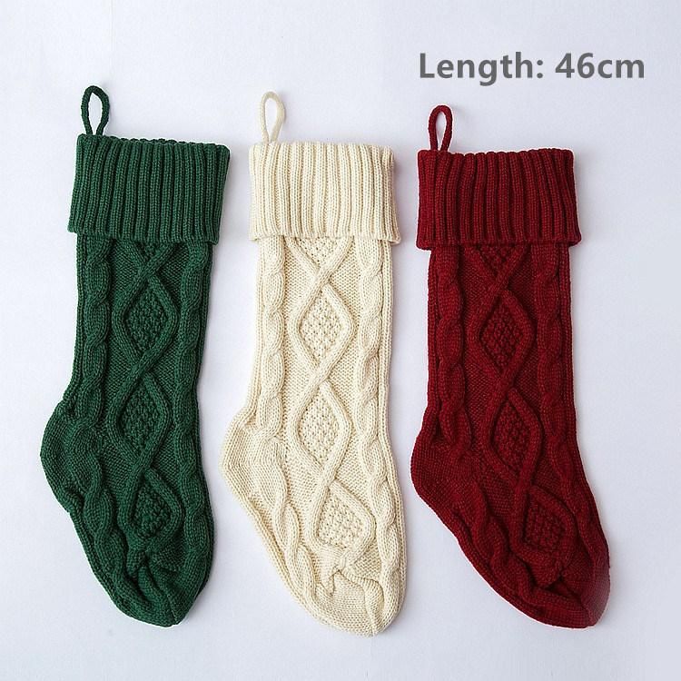 Large Size Knitted Socks for Christmas Gift Home Decoration Candy Bag Christmas Socks