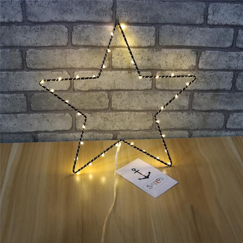 Battery Box Wrought Iron Style Luminous Stars Shaping Lamp