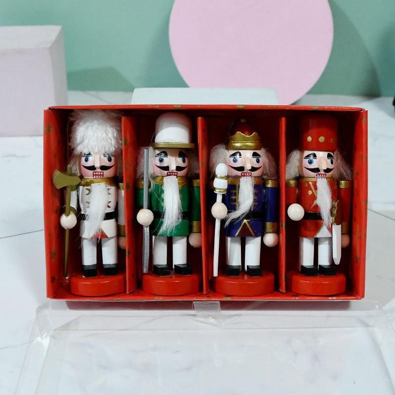 4 PCS Nutcracker Ornament Set Wooden Nutcracker Christmas Ornaments