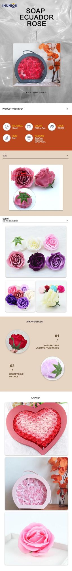 Luminous Soap Rose Flower Floral Soap Gift for Valentine′s Day Anniversary Birthday Mothers Day Gifts