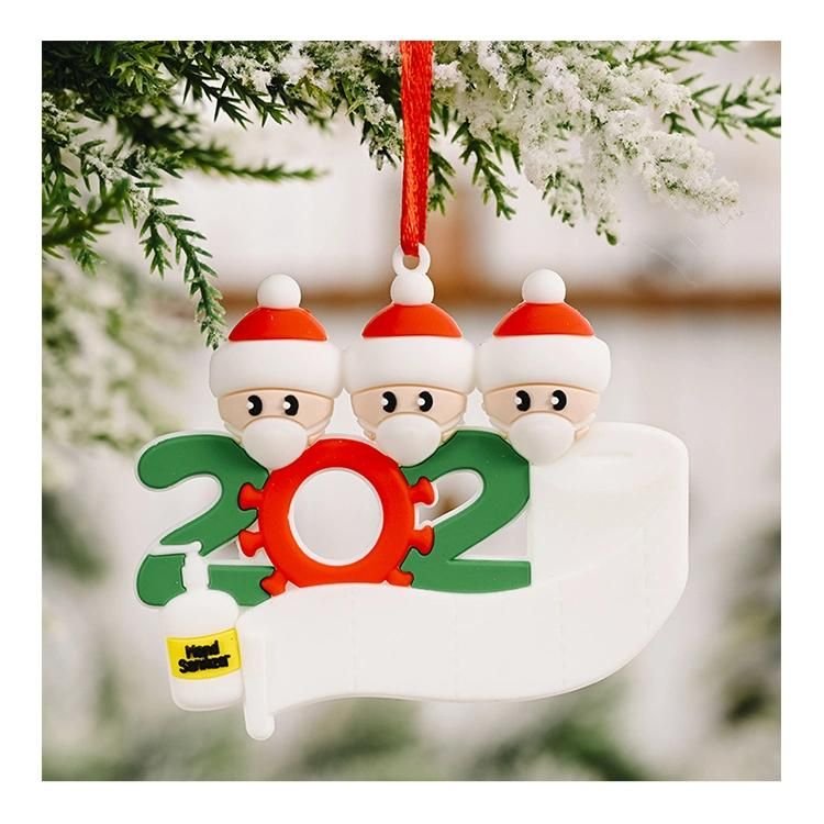 2020 Wholesale Personalised Xmas Pendant Family Quarantine Facemask Christmas Tree Hanging Decor Ornaments Decoration Supplies