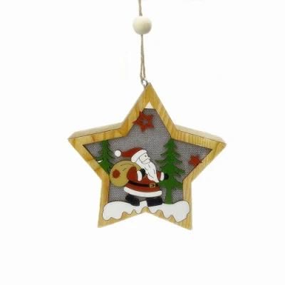 Christmas Ornaments Wooden Star Shape LED Lights