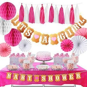 Umiss Paper Fans Honeycomb Balls Tablecloth for Baby Shower Decorations Party Supply