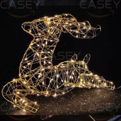 Reindeer Motif Christmas Lights LED Deer Hanging Ornament Icicle String Lights Warm White Rope Light for Xmas Party