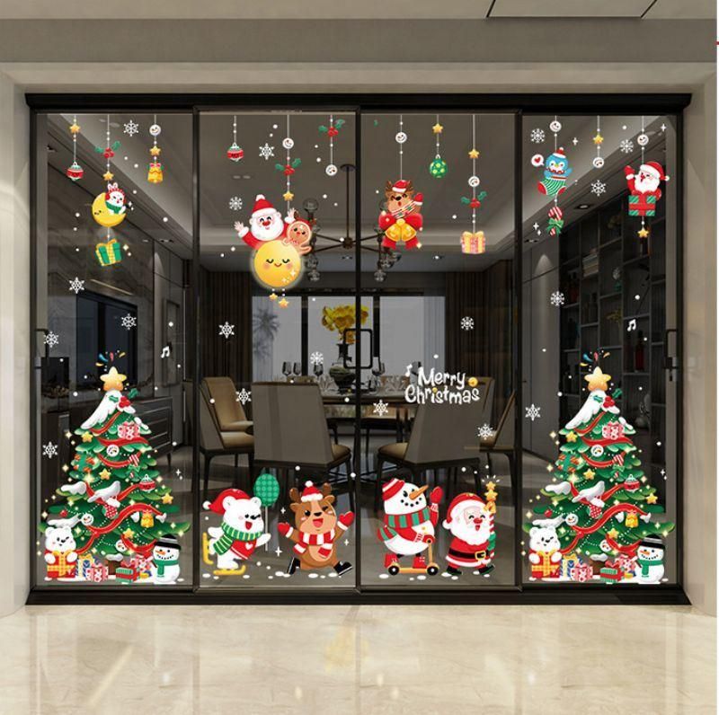 Merry Christmas New Year Window Decoration Static Clings Sticker
