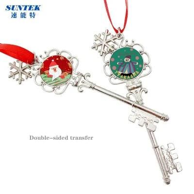 Sublimation Double-Side Metal Christmas Ornament-Snow Flake Key