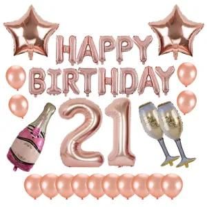 18&quot; 21 Years Old Birtdhay Rose Gold Aluminum Foil Balloon Set