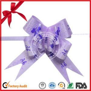 Printed Plastic Ribbon Butterfly Pull Bow for Valentine&prime;s Day