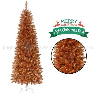 Customized Dense Golden Pointed PVC Slim Christmas Tree