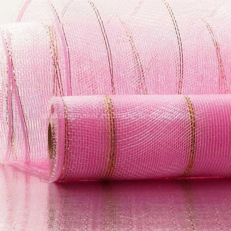 Wide Spaced Double Metallic Stripe 21′′ Wedding Packaging Deco Mesh