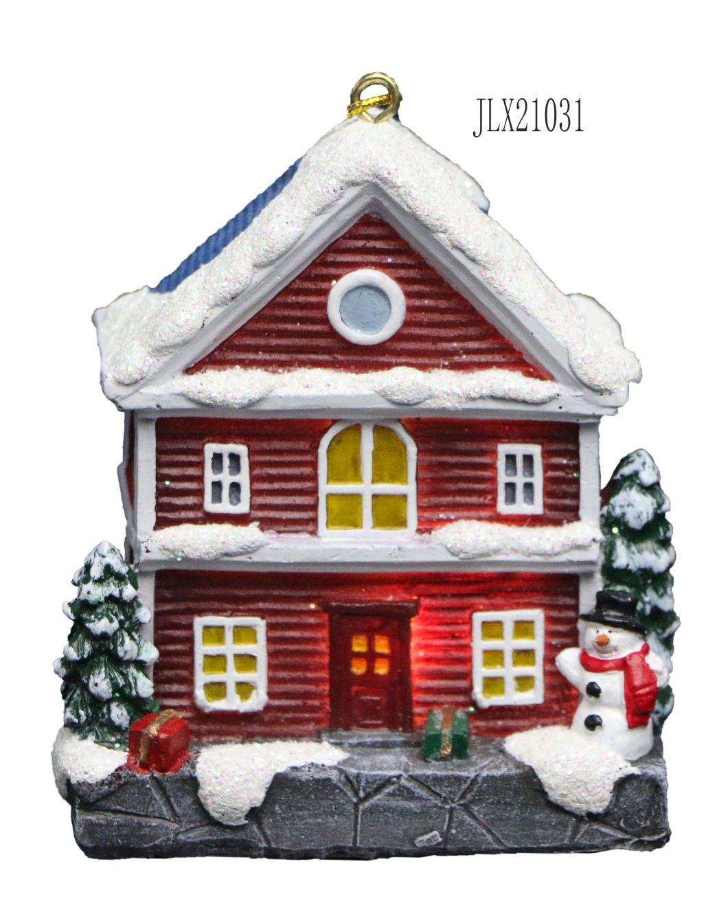 2022 New Arrival Christmas Decoration Village Church with LED Lights and Music Resin Home Decor