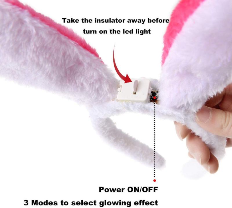LED Plush Rabbit Ear Headband Cosplay Hair Hoop for Party