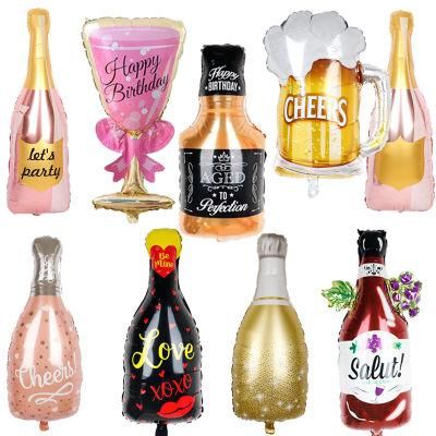 Happy Birthday Aged Wine Champagne Whiskey Bottle Shape Aluminum Foil Alcohol Balloon Party Decoration to Perfection Holiday Theme Supplies