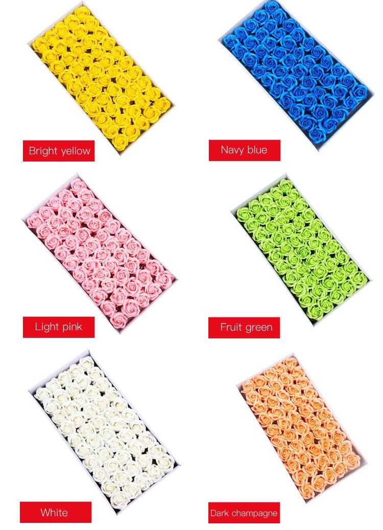 10 Colors 6cm Soap Roses Flowers 50 PCS Artificial Soap Flower Heads Box