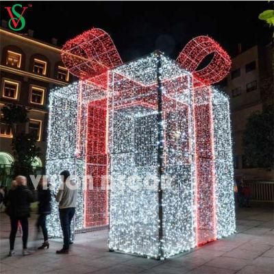 Outdoor Custom Commercial Giant Decorative LED Gift Box Motif Lights