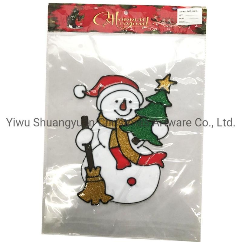 Plastic Snowman Christmas Window Sticker Merry Christmas Wall Stickers Window Glass Festival Decals