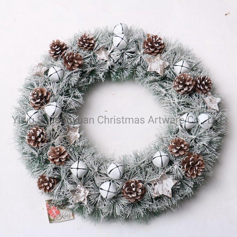 45cm PVC Artificial Christmas Wreath with Flower Leaf Pinecone Red Berry