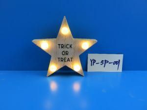 Wood LED Star with Trick or Treat for Halloween Gifts and Crafts