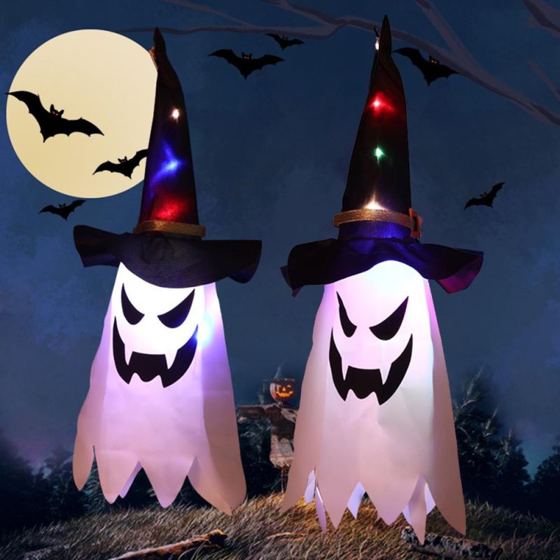 Halloween Decoration Gypsophila Ghost Wizard Ghost Hat LED Flashing Light