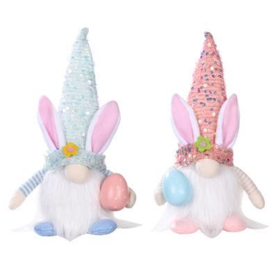 Easter Decorations Handmade Bling Bling Faceless Plush Doll with LED Lights Easter Gifts Home Ornaments Easter Gnome