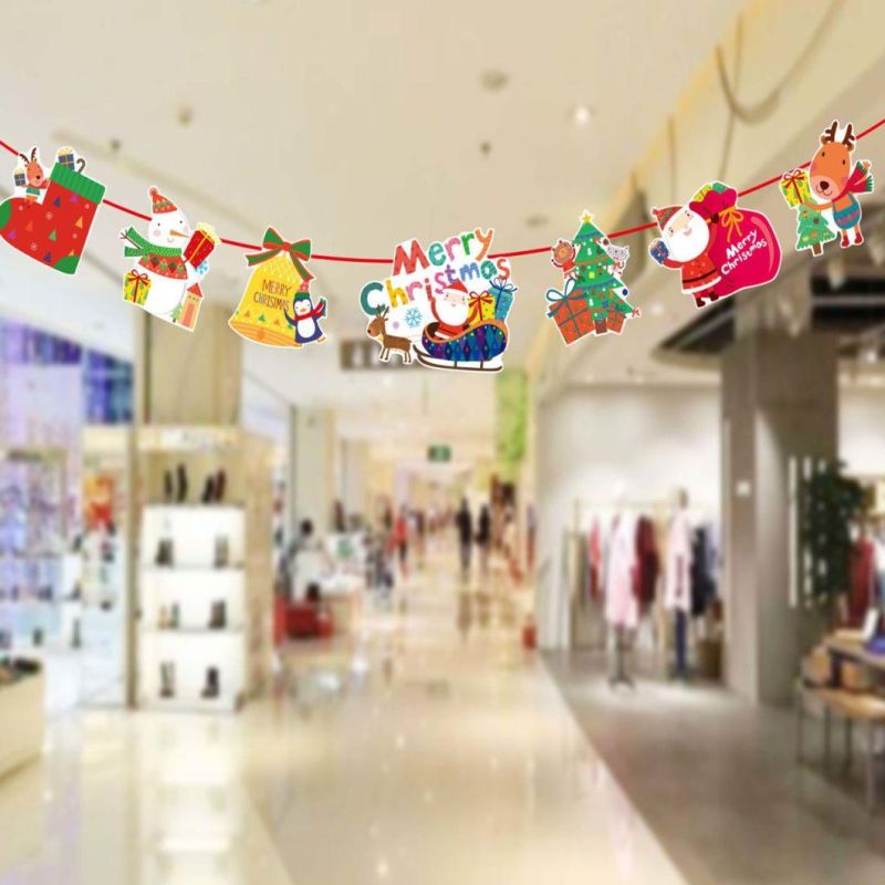 Christmas Ornament Sleigh Cartoon Series Interior Decoration Colorful Flags