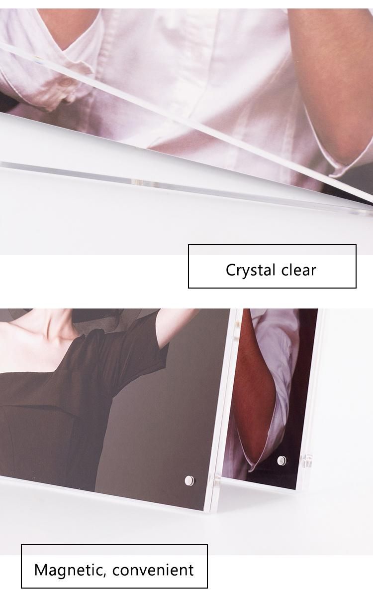 Magnetic Mounting Crystal Floating Frameless Acrylic Photo Frame