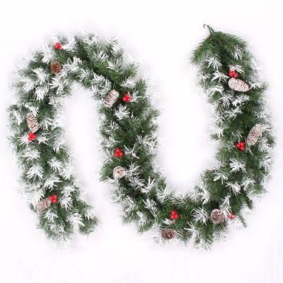 Yh2165 Wholesale PVC Artificial Outdoor Indoor Decorations Christmas Garland with Red Berry