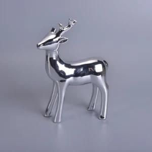 Silver Mercury Animal Ceramic Mantle Shelf Table Centerpiece Deer Decor