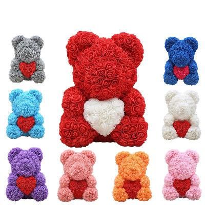 Decorative+Flowers Beautiful Luxurious Gift Idea Handcrafted 25cm PE Foam Teddy Bear Rose Bear for Valentine Gifts