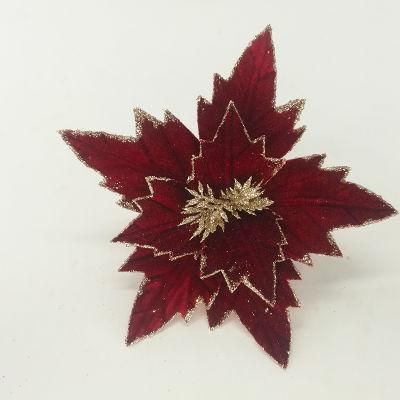 Artificial Xmas Golden Silver Color Poinsettias or Christmas Decoration