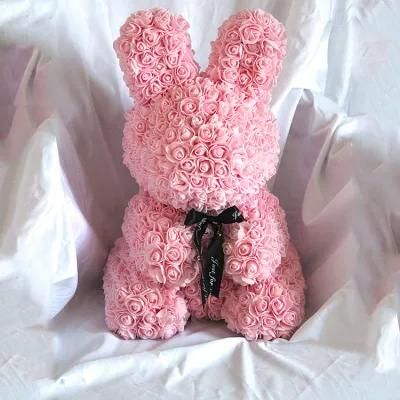 Wholesale PE Foam Rose Flower Bear Rose Bunny Rabbit for Festival Party Wedding Girlfriend&prime;s Present Valentine&prime;s Day Easter