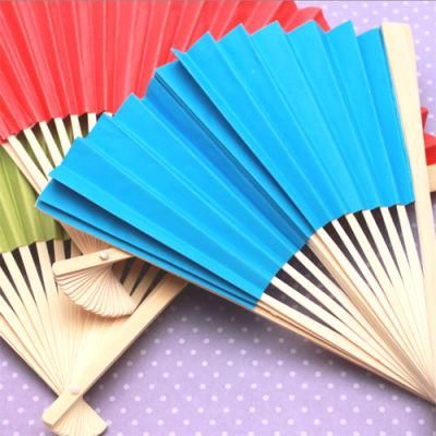 Colorful Paper Hand Fan Bamboo Folding Fan Handheld Fans Paper Folded Fan for Wedding Party and Home Decoration