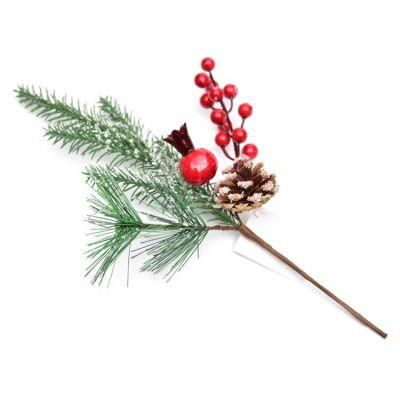 Christmas Decoration Flower Arrangement White Edge Leaves Red Fruit String Cuttings Home Decoration