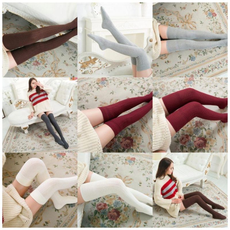 Blank Sport Long White Cotton Winter Slouch Socks Custom Women