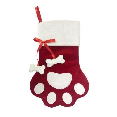 Plush Ornament Pet Socks Decoration Dog Paw Type Christmas Stocking