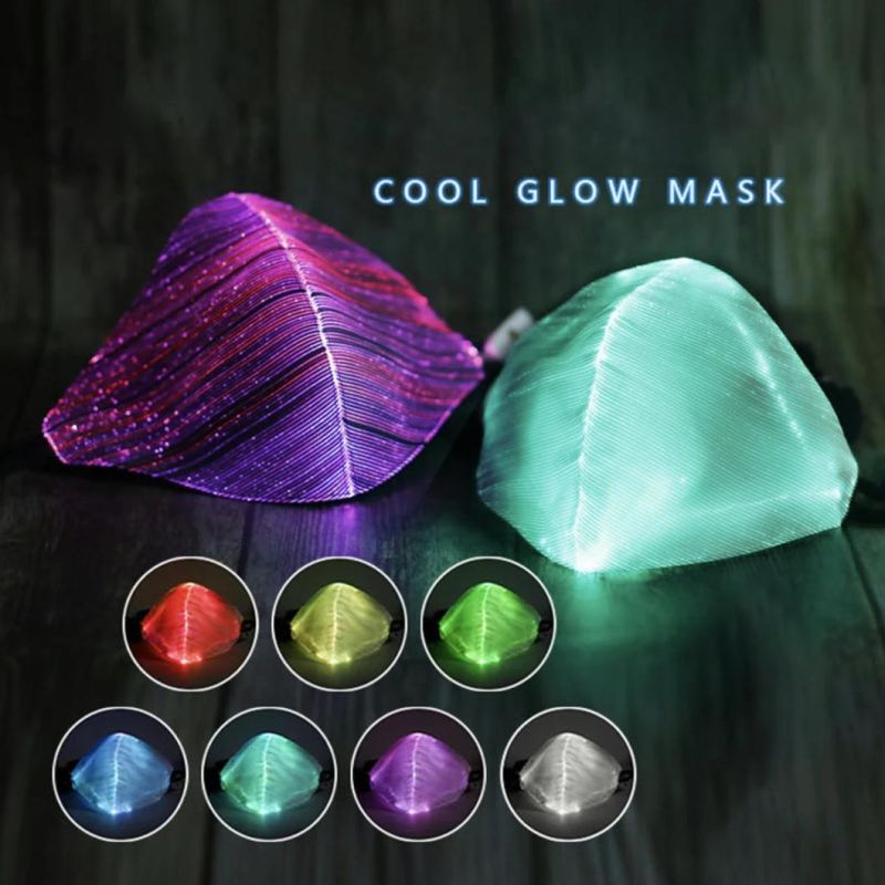Music Festival Luminous Half Face Mask DJ Christmas Party Glow in Dark Fiber Optic Masks Rave Glowing LED Light up Mask