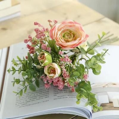 Artificial Flowers Silk Roses Fake Plants Eucalyptus Leaves Berries Flower Arrangements Decorations for Home