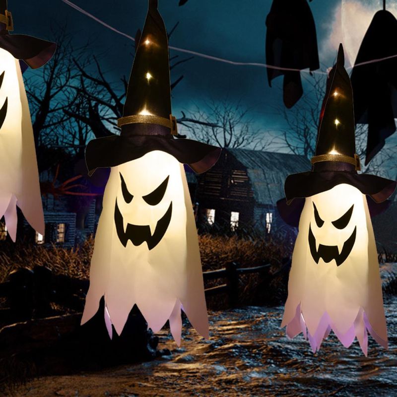 Halloween Decoration Gypsophila Ghost Wizard Ghost Hat LED Flashing Light