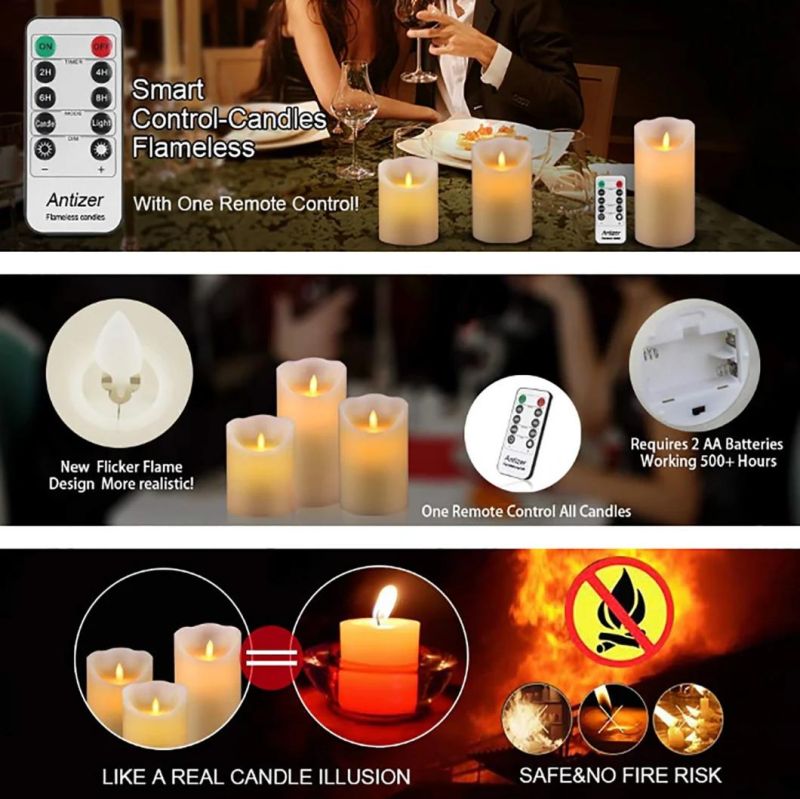 LED Luminous Candle LED Remote Controlled Luminous Candle Simulation of Flame Head Swing LED Candle Process Plastic Candle
