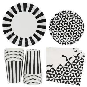 Stripe Disposable Tableware Plate Cup Bchildren Adult Wedding Tablewares