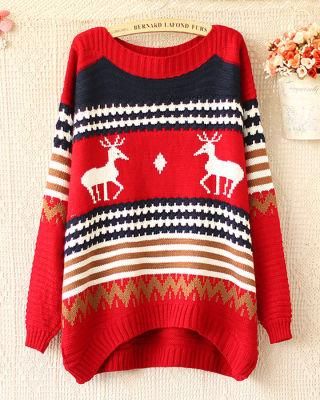 2020 New Christmas Deer Print Sweater