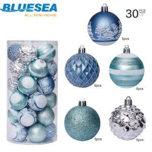 Christmas Decorations 30PCS Blue Painted Christmas Ball Set 6cm