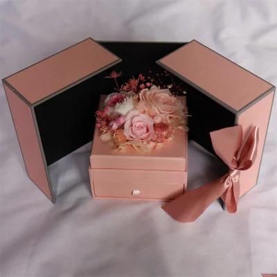 OEM Colorful Perfect Christmas Gifts Preserved Everlasting Real Rose Flower Preserved Roses in Gift Box with Drawer