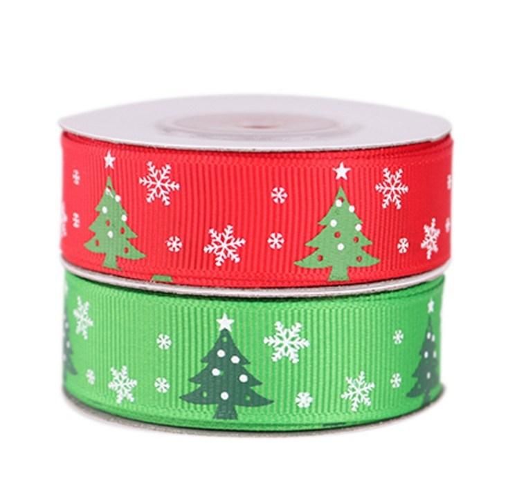 Polyester Colorful Christmas Satin Ribbon Tape for Decoration Packing 2.5cm Width 10yards Cute Ribbon