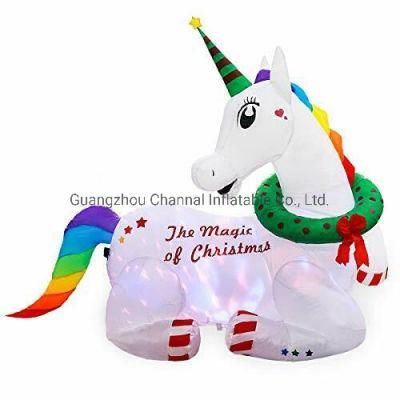Holiday Outdoor Indoor Decorations Inflatable Unicorn Christmas Yard Inflatables