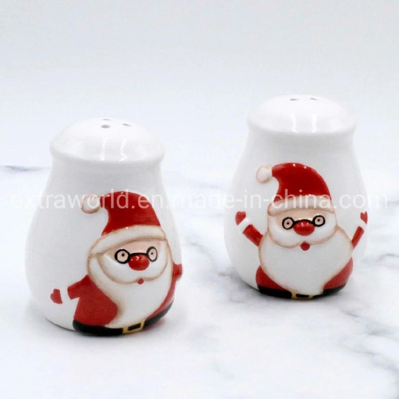 Christmas Dolomite Hand-Painted Salt and Pepper Shaker Kitchenware