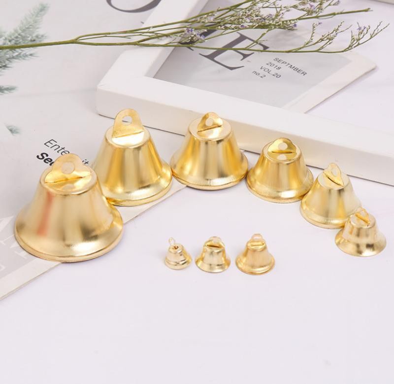 Christmas Decoration Different Size Golden Metal Ring Horn Bells