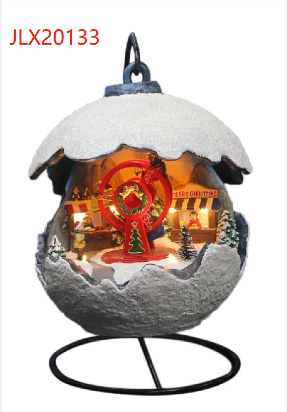 Christmas Snowman Spinner Filled Snow Globe Lantern Christmas Village Decoration Spinning Snow Globe with Swirling Glitter