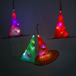 4PCS/Set Bat Spider Wizard Hat Pendant Glowing Pumpkin Witch Hat