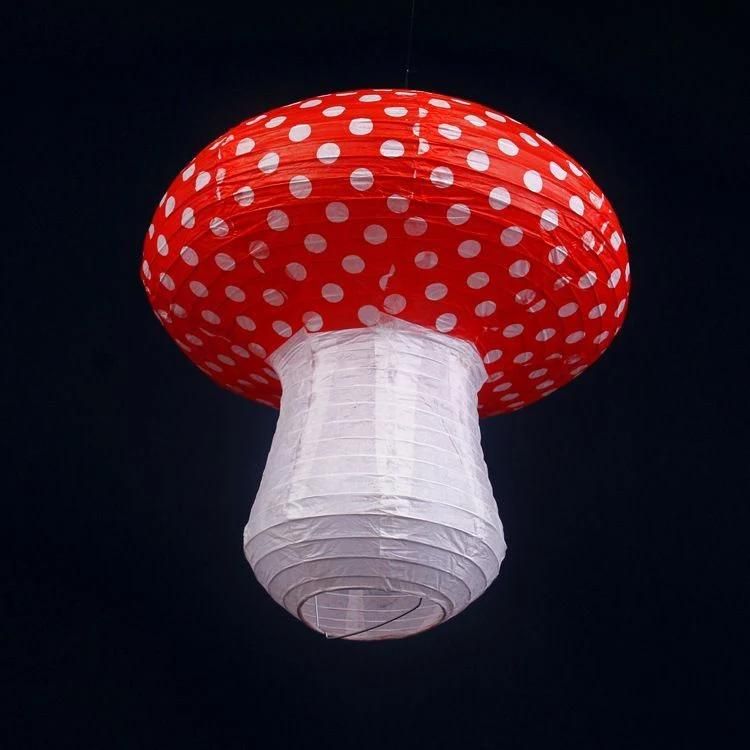 8 " 14" Big Red Lovely Mushroom Paper Lantern Birthday Party Decoration Children Cartoon Portable Lantern Jungle Set Photo Prop